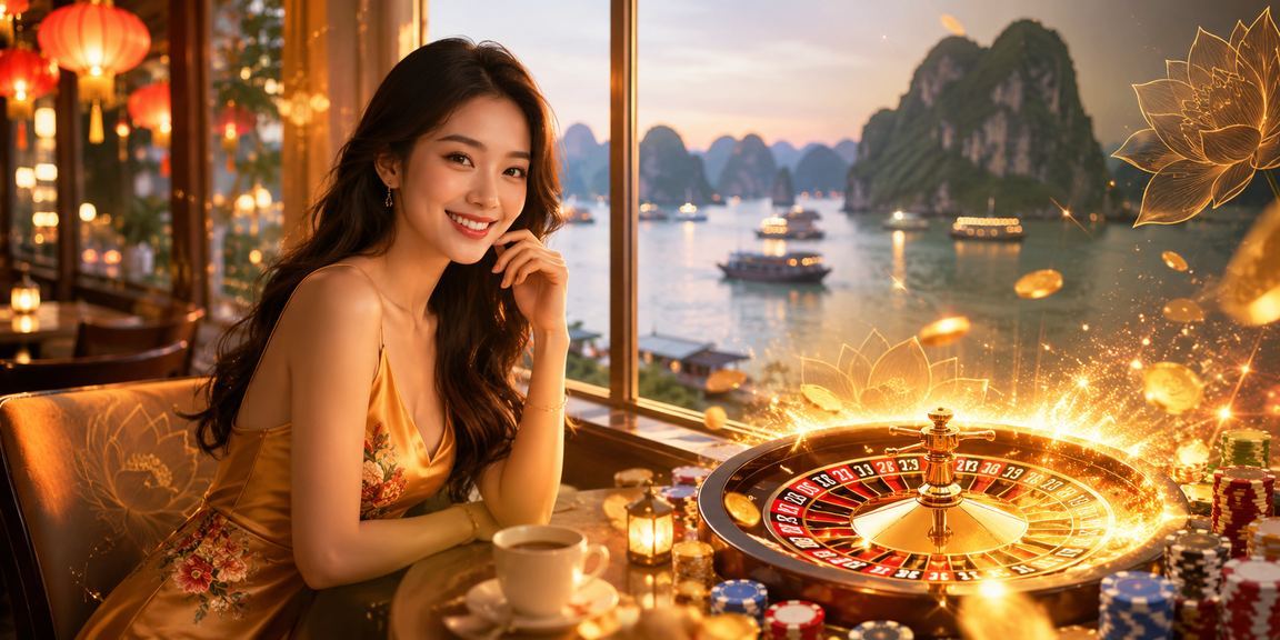 Người dùng tại Vịnh Hạ Long nhâm nhi cà phê và tham gia Roulette và Jackpot trực tuyến buổi sáng